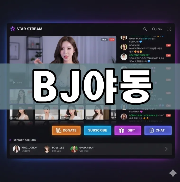 BJ야동 대표 플랫폼 메인 화면 예시 BJ야동 대표 플랫폼 메인 화면 예시