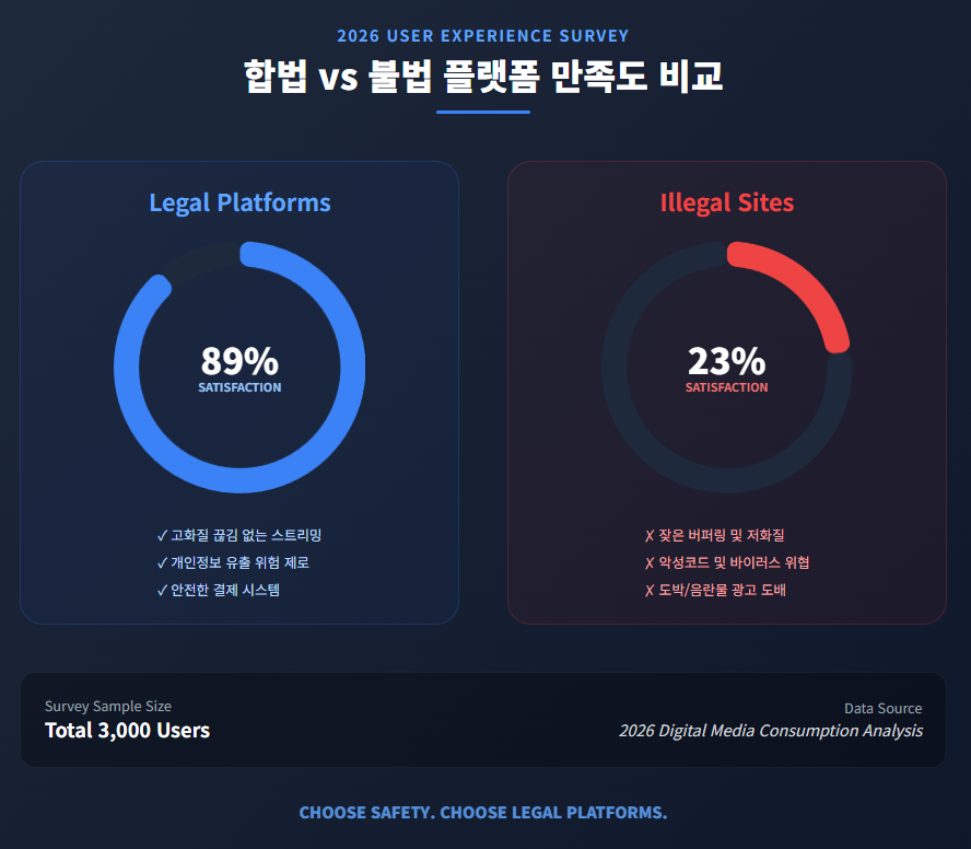 합법 vs 불법 플랫폼 만족도 비교 합법 vs 불법 플랫폼 만족도 비교